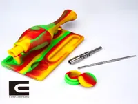 Silicone Nector Collector Kit silicone smoking pipe with titanium naisilicone base and containerstainless steel dabber NC Kits4274295