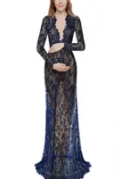 A Line Sexy Sheer Lace Long Sleeve Cheap Plus Size Maternity Pregnant Evening Dresses Long Red Black Party Prom Gown Dress 20199691790