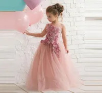 Blush Pink 2020 Flower Girl Dresses For Summer Weddings A Line Handmade Flowers Baby Long First Communion Dresses For Little Girls8074567