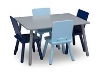 Kindertisch und Stuhl Set 4 Stühle inklusive ideal für Kunsthandwerk Snack Time Homeschooling Hausaufgaben mehr Greenguard Gold Certified Grey/Blue Camp Stuhl BCF