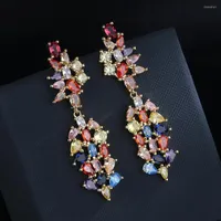 Stud Earrings 2023 Trend Crystal Pearl Tassel For Women Color Love Long Geometric Pendant Bride Wedding Jewelry Gift