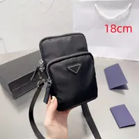 Mens Mini Phone Bags designer bag luxury crossbody shoulder bag Black Nylon Cross Body Triangle adjustable strap 5A
