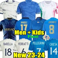 Chiellini Player fans voetbalshirts 2022 Bonucci Italia Jorginho Insigne Verratti Men Kids Football Shirts Chiesa Barella Spinazzola Finale Donnarumma 2023 2024