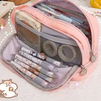 Pencil Bags Korea Cute Pencil Cases for Girls Pencilcase Waterproof Canvas School Makeup Bag Pencil Pouch Pen BoxPapeleria Kawaii Stationery 230314