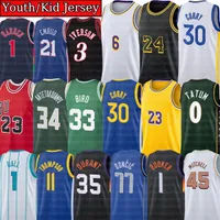 Stitched Youth Kid 6 jaMes 23 Lebron Basketball Jerseys Vince Carter Stephen Curry Tatum brYant Doncic mIchael Booker Ball Iverson Bird Best Youth Jersey