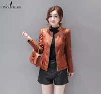 PinkyIsBlack Plus Size S4XL Fashion Autumn Winter Women Leather Coat Female Short Motorcycle Leather Jacket Women039s Outerwea3868422