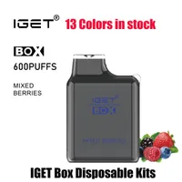 Authentic IGET BoX Disposable E-cigarette Device Kit 600 Puffs 2ml Prefilled Pods Cartridges 400mAh battery Mod TPD Edition Vape Pen VS BC5000 Block Ultra BAr