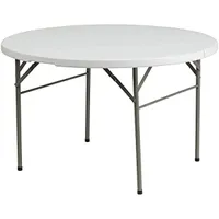 Флэш-мебель 4-футовой круглый биологический гранитный белый пластиковый банкет и складной стол для событий с ручкой для карпа