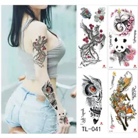 Temporary Tattoos 1~8 pieces of animal plants wolf bear bird art tattoo stickers disposable waterproof temporary for men and women Z0222