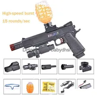 Gun Toys M1911 Electric Highspeed Burst Crystal Bomb Water Gel Toy Pistol Blaster Handgun For Adts Boys Cs Fighting Outdoor Game Dro Dh2Kc