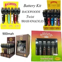 Backwoods Brass Knuckles Battery Kit Fit 510 Tråd 500mAh 900mAh 1100mAh Förvärm batterier Justerbar spänning USB -laddare Elektroniska cigaretter Vape Pen