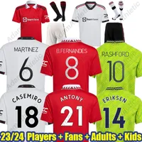 Casemiro voetbalshirts 22 23 Antony Eriksen Martinez voetbal shirts lange mouwen Men Kids Kit Player -versie