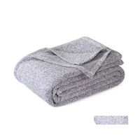 Blankets Sublimation Polyster Blanket 50X60Inch Blank Grey Jersey Sweater Fleece Diy Printing Sofa Bed Rug Drop Delivery Home Garden Dhr6F