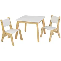 Kidkraft Wooden Modern Tabla 2 Conjunto de sillas para niños S Muebles White Natural Regalo para 3-8 Silla de pesca plegable