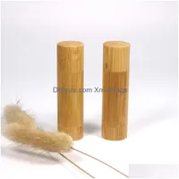 Packing Boxes 5Pcs Round Natural Bamboo Lip Balm Container Lipstick Tube Diy Cosmetic Makeup Stick Drop Delivery Office School Busin Dhywd