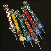 Hookah Nectar Pipe Bong With Titanium Tips 10 mm Mini Glass Tobacco Pipes For Oil Rig Glass Bong Hand Pipe NC