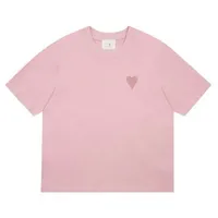 디자이너 Amis Paris Shirit 2023SS 스프링 클래식 하트 컬러 빅 사랑 둥근 목 심장 짧은 슬리브 티셔츠 남성과 여성 FS03