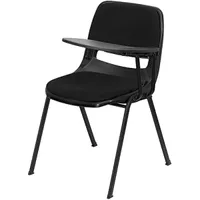 Flash Meble Czarne wyściełane ergonomiczne krzesło z powłoki z lewą ręką Ramię tabletu