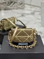 Bolsas clásicas de cranocyry crystal bolsas de diseñador para mujeres Crossbody bolsas 10a triángulo de metal patrón de bolso de hombro cubierta de cadena de oro bolsas cadenas de hardware bolsos