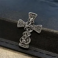 Trend vintage Sterling Silver S925 Kelter Dragon Cross Collana a pendente Personalità Old Style