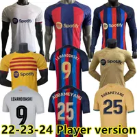 2022 2023 Camisetas de Football Soccer Jerseys Lewandowski Pedri Gavi 22 23 24 FC Ansu Fati Ferran Raphinha Barcelona Dest 축구 셔츠 플레이어 버전 장비