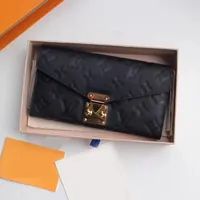 Designers long wallet flap embossed bag Luxurys card holder key pouch womens mens Luxury wallets wristlets keychain Vintage passport holders Leather cases pockets