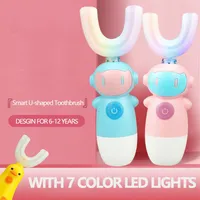 Children U type Electric Toothbrush With LED Light Automatic Ultrasonic Mini Tooth Brush Heads Teeth Cleaning For kids256C
