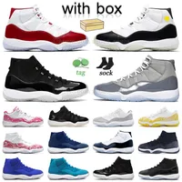 Jumpman 11 with box basketball shoes designer mens womens low cement grey yellow snakeskin low 11s cherry high cool gray dmp gold black and white red navy blue sneakers