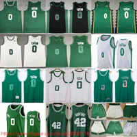 2023 كرة السلة الجديدة 0 Jaysontatum 42 Alhorford Jerseys مخيط مع 6 تصحيحات أسود أبيض في المدينة القميص الخضراء