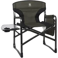 Zawsze zaawansowane lekkie składane krzesła reżyserów na zewnątrz aluminiowe krzesło kempingowe z bocznym stołem i woreczka do przechowywania ciężkie wsparcie 350 funtów (zielony/czarny)