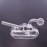 Creative smoking dab rig water pipe hookah wholesale Tank shape Glass bubbler bong for smoking oil burner