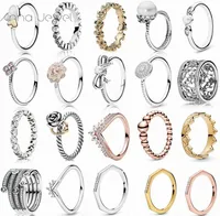 NEW 2019 100 925 스털링 실버 로즈 골드 공주 위시 본 유럽 여성을위한 반지를 잊어 버리십시오.