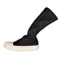 デザイナーレザースニーカーブーツ女性ウィンターブーツクリームゴム靴底黒い黒い膝のブーツ