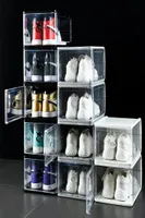Thick Clear Plastic Shoes Sneaker Storage Boxes Dust proof Flip Transparent Sports Shoe Bins Stackable Foldable Boot Organizer Box1559990