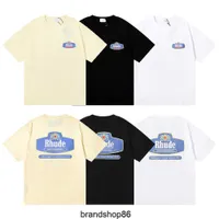Men's T-shirts Small Fashion Rhude Commemorative Double Yarn Cotton and Women's Relaxed Short Sleeve