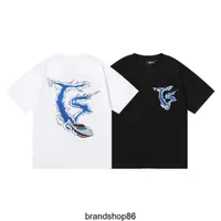 Men's T-shirts New Trapstar Fast Boat Wave Print and Women's Relaxed Short Sleeve T-shirt