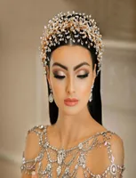 Luxe bruidsgouden tiaras hoofddeksels voor bruiloft sieraden meisjes