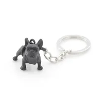Metal Black French Bulldog Key Chain Cute Dog Animal Keychains Keyrings Women Bag Charm Pet Jewellery Gift Whole Bulk Lots2918