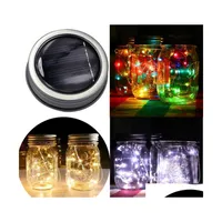 Other Event Party Supplies 10 Led Solar Mason Jar Lid Fairy String Light Garden Hanging Lamp Wedding Christmas Outdoor Decoration Dhd7F