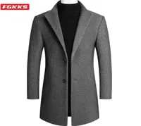 Men039s Wool Blends FGKKS Camel Coat Autumn Winter Trench Korean Casual Blazer Solid Color MidLength Mens Coats 4xl9069119