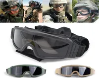 Outdoor Eyewear Tactical Goggles 3 Lens Windproof Military Army Shooting Hunting Glasses CS War Game Paintball6604098