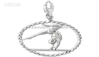 Nuovo arrivo Gymnastics Girl On Balance Beam Circle Charms ciondolo per gioielli che producono6038724