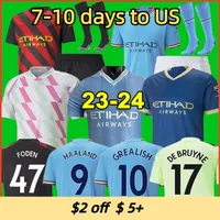 22 23 24 24 Koszulki piłkarskie Haaland Grealish Sterling Mahrez Fan Wersja de Bruyne Foden 2022 2023 Football Tops Kit Kit Kit Sets Munduli Boys Młodzież