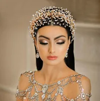 Luxe bruidsgouden tiaras hoofddeksels voor bruiloft sieraden meisjes