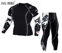 Jack Cordee 3D -tryck Men sätter kompressionskjortor Leggings Bas Layer CrossFit Fitness Brand MMA Lång ärm T -skjorta Täta toppar5507595