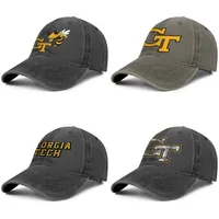 GA Tech Yellow Jackets Gray Camouflage Unisex denim baseball cap custom sports hats football wordmark logo254n