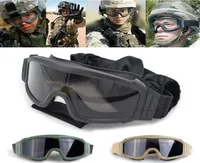 Outdoor Eyewear Tactical Goggles 3 Lens Windproof Military Army Shooting Hunting Glasses CS War Game Paintball3544910