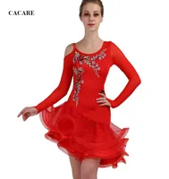 라틴 댄스 드레스 여성 라틴 댄스 대회 드레스 플래퍼 드레스 삼바 저렴한 d0470 푹신한 깎아 지른 밑단 그물 긴 소매 라인 스톤 8578793