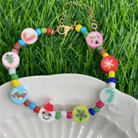 Strand Est Est Freshwater Pearl Colorful Snowman Santa Claus Multi-Style Charms Soft Tao Rice Beads Beaded Women Bracelet Christmas Gift