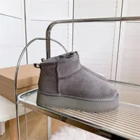 2023 Winter Ultra Mini Plattform Boot Designer Snow Pel Boot Braun Australien Warme Stiefel für Frau echtes Leder EU35-44 HABE KASTE